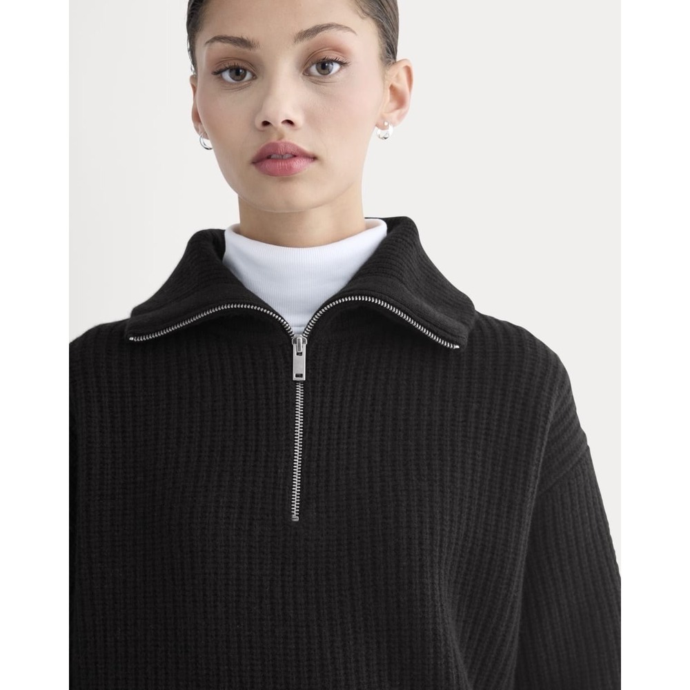 Everlane The Half-Zip Sweater in Luxe Merino Wool Sz S Quiet Luxury MSRP $168